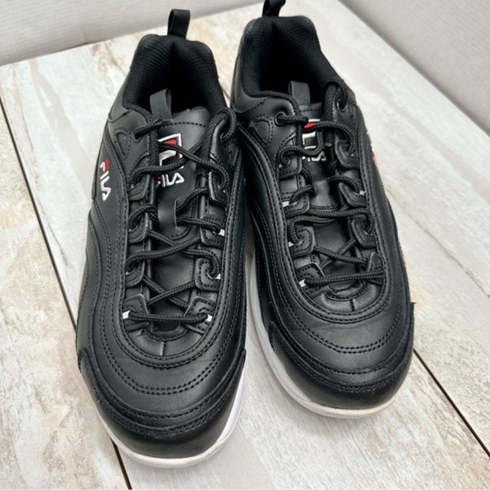 Fila Womens Sz 9 Black Disarray Sneakers Lug Soles Runners Trainers Gym Shoes